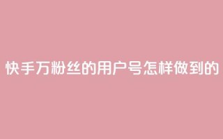 快手1万粉丝的用户号，怎样做到的？