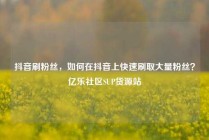 抖音刷粉丝，如何在抖音上快速刷取大量粉丝？亿乐社区SUP货源站
