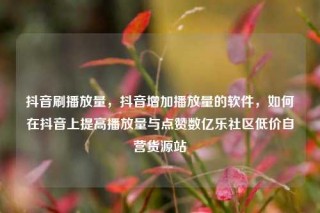 抖音刷播放量，抖音增加播放量的软件，如何在抖音上提高播放量与点赞数亿乐社区低价自营货源站