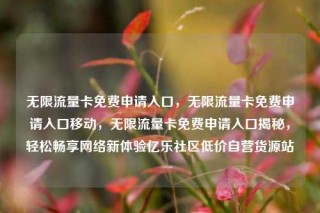 无限流量卡免费申请入口，无限流量卡免费申请入口移动，无限流量卡免费申请入口揭秘，轻松畅享网络新体验亿乐社区低价自营货源站