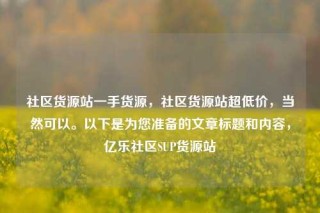 社区货源站一手货源，社区货源站超低价，当然可以。以下是为您准备的文章标题和内容，亿乐社区SUP货源站