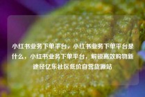 小红书业务下单平台，小红书业务下单平台是什么，小红书业务下单平台，解锁高效购物新途径亿乐社区低价自营货源站