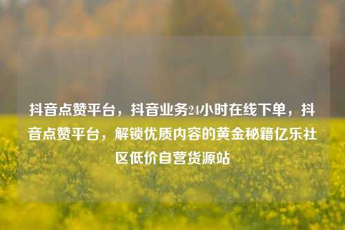 抖音点赞平台，抖音业务24小时在线下单	，抖音点赞平台，解锁优质内容的黄金秘籍亿乐社区低价自营货源站  第1张