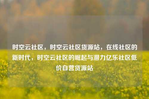 时空云社区	，时空云社区货源站，在线社区的新时代，时空云社区的崛起与潜力亿乐社区低价自营货源站  第1张