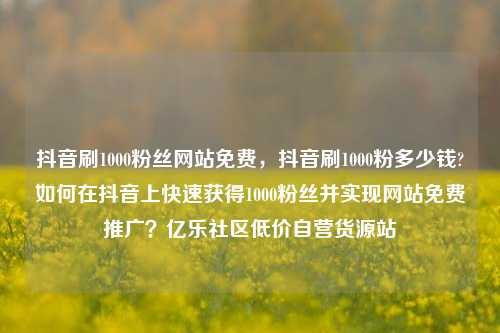 抖音刷1000粉丝网站免费，抖音刷1000粉多少钱?如何在抖音上快速获得1000粉丝并实现网站免费推广？亿乐社区低价自营货源站  第1张